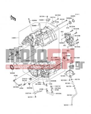 KAWASAKI - NINJA® 650R 2011 - Engine/Transmission - Crankcase - 13280-0224 - HOLDER,CLUTCH CABLE