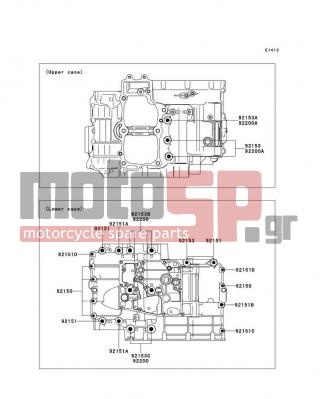 KAWASAKI - NINJA® 650R 2011 - Engine/Transmission - Crankcase Bolt Pattern - 92150-1301 - BOLT,6X38
