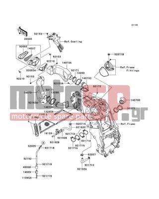 KAWASAKI - NINJA® ZX™-14 2011 - Κινητήρας/Κιβώτιο Ταχυτήτων - Air Cleaner - 92171-0543 - CLAMP,65MM