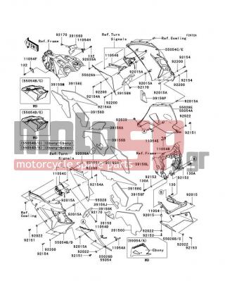 KAWASAKI - NINJA® ZX™-14 2011 - Body Parts - Cowling Lowers(CBF) - 39156-0152 - PAD,CNT COWLING,RH,LWR