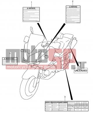 SUZUKI - DL1000 (E2) V-Strom 2002 - Body Parts - LABEL - 68319-29F20-000 - LABEL, WARRING (GERMAN)