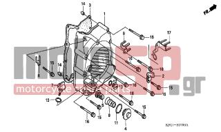 HONDA - FES250 (ED) 2002 - Engine/Transmission - RIGHT CRANKCASE COVER - 11336-KAB-020 - CLAMP, WATER HOSE