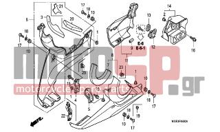 HONDA - VFR1200FB (ED) 2011 - Body Parts - LOWER COWL - 64545-MGE-000 - STAY, R. UNDER COWL