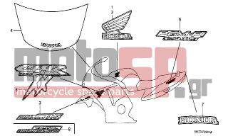HONDA - CBR1100XX (ED) 2003 - Body Parts - STRIPE-MARK (X-Y-1-2-3-4) - 77219-MAT-D70ZD - MARK A, SEAT COWL *TYPE4*