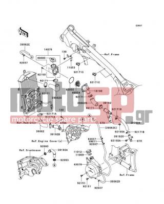 KAWASAKI - VULCAN® 900 CUSTOM 2011 - Engine/Transmission - Water Pipe - 11053-1989 - BRACKET,THERMO CASE