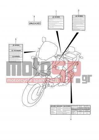 SUZUKI - DL650A (E2) ABS V-Strom 2007 - Body Parts - LABEL (MODEL K8/K9) - 68319-29F50-000 - LABEL, WARNING (SPANISH)
