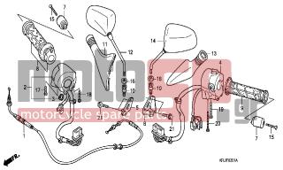 HONDA - FES150A (ED) ABS 2007 - Frame - SWITCH/CABLE/MIRROR (FES1257/ A7)(FES1507/A7) - 53166-MY9-890 - GRIP, L. HANDLE