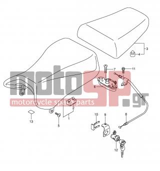 SUZUKI - SV1000 (E2) 2003 - Body Parts - SEAT (SV1000SK3/S1K3/S2K3) - 45288-14F00-000 - GUIDE, SEAT LOCK CABLE
