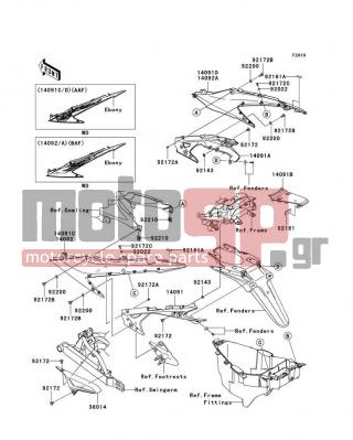 KAWASAKI - FURY 125R 2010 - Body Parts - Side Covers/Chain Cover - 14091-1718-QE - COVER,TAIL,CNT,EBONY