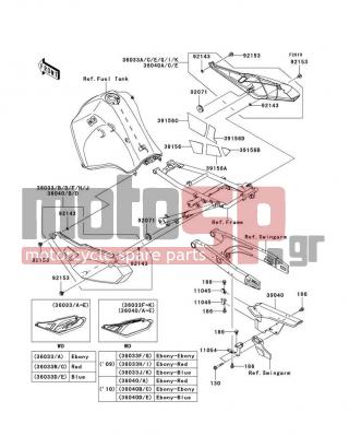 KAWASAKI - KLR™650 2010 - Εξωτερικά Μέρη - Side Covers/Chain Cover - 39156-0189 - PAD,SIDE COVER,RH,LWR,CNT