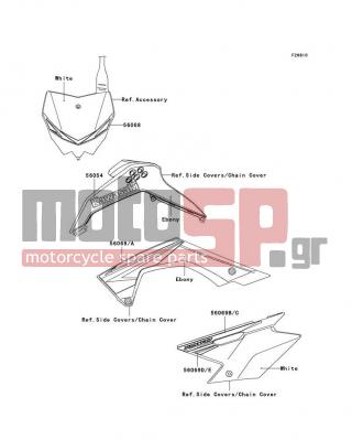 KAWASAKI - KLX140 (CANADA ONLY) 2010 - Body Parts - Decals(Green)(AAF) - 56069-0033 - PATTERN,SIDE COVER,LWR,RH