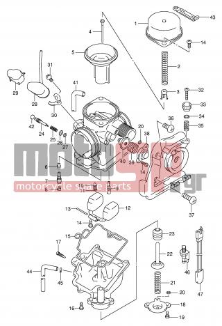 SUZUKI - AN250 (E2) Burgman 2001 - Κινητήρας/Κιβώτιο Ταχυτήτων - CARBURETOR (MODEL K1/K2) - 13484-14F00-000 - COVER