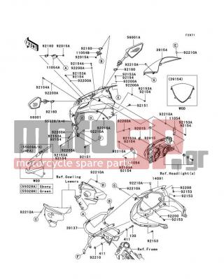 KAWASAKI - NINJA® 250R 2010 - Body Parts - Cowling - 14091-0722 - COVER,METER
