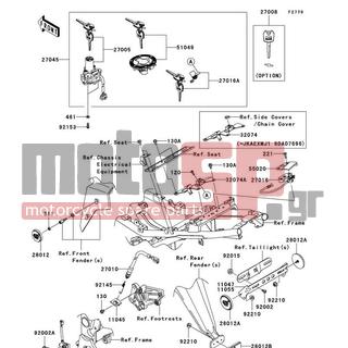 KAWASAKI - NINJA® 250R 2010 -  - Ignition Switch/Locks/Reflectors - 55020-0466 - GUARD,SEAT LOCK