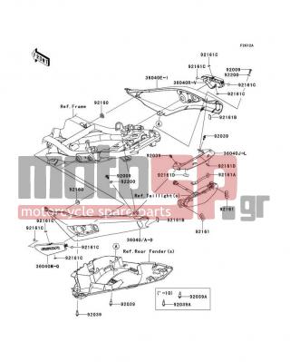 KAWASAKI - NINJA® 650R 2010 - Body Parts - Seat Cover(CAF/CBF) - 36040-0082-H8 - COVER-TAIL,RH,EBONY