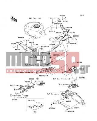 KAWASAKI - NINJA® ZX™-10R 2010 - Body Parts - Side Covers/Chain Cover - 11055-0115 - BRACKET,TAIL COVER,LH