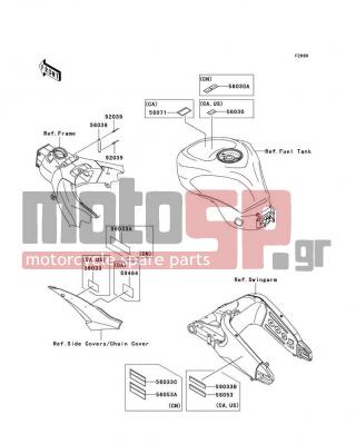 KAWASAKI - NINJA® ZX™-10R 2010 - Body Parts - Labels - 56030-0358 - LABEL,GASOLINE