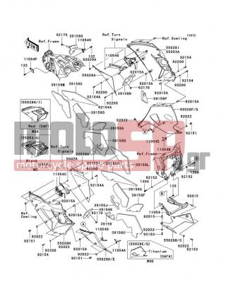 KAWASAKI - NINJA® ZX™-14 2010 - Body Parts - Cowling Lowers(CAF/CAFA) - 55028-0084-A5 - COWLING,LWR,LH,C.P.RED