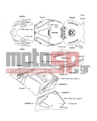 KAWASAKI - NINJA® ZX™-14 2010 - Body Parts - Decals(Titanium)(CAFA) - 56069-0328 - PATTERN,SEAT COVER,RH
