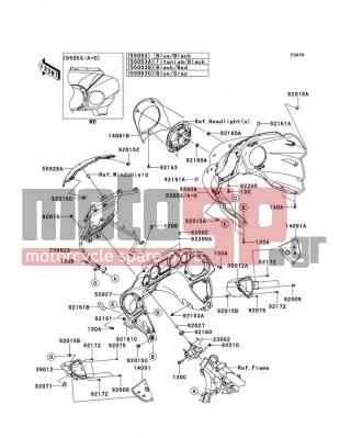 KAWASAKI - VULCAN® 1700 VOYAGER® ABS 2010 - Body Parts - Cowling(B9F-BAF) - 14091-0948 - COVER,HEAD LAMP