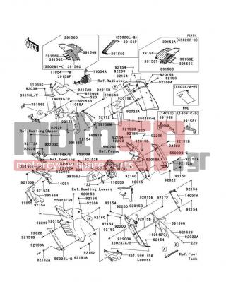 KAWASAKI - CONCOURS 14 ABS 2009 - Body Parts - Cowling(Center) - 11054-1811 - BRACKET,HEAT GUARD,LH