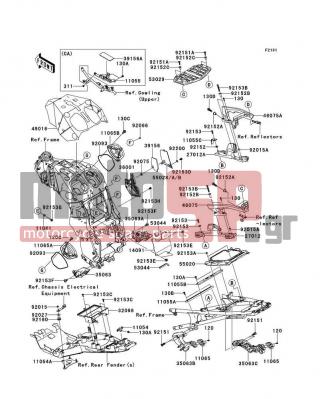 KAWASAKI - CONCOURS 14 ABS 2009 -  - Frame Fittings - 55020-0410 - GUARD,TAIL COVER