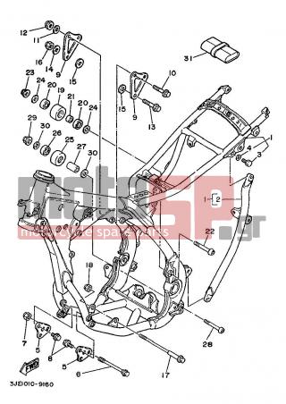 YAMAHA - YZ250 (EUR) 1989 - Body Parts - SIDE COVER - 24Y-2172A-00-00 - Panel 1