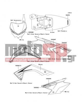 KAWASAKI - KLX®140 2009 - Body Parts - Decals(Green)(A9F) - 56068-1331 - PATTERN,SIDE COVER,RR,RH