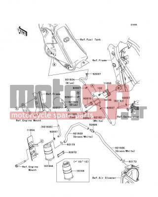 KAWASAKI - KLX®250S 2009 - Body Parts - Fuel Evaporative System(CA) - 92192-0725 - TUBE,CANISTER-FITTING,GRN/WHT