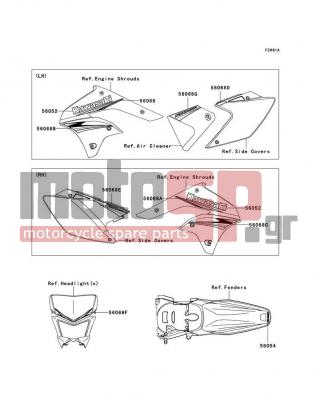 KAWASAKI - KLX®450R 2009 - Body Parts - Decals(A9F) - 56068-1252 - PATTERN,SIDE COVER,RH