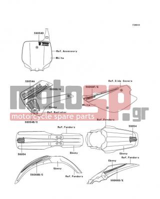 KAWASAKI - KX85 2009 - Body Parts - Decals(Ebony)(A9FA) - 56068-1646 - PATTERN,RR FENDER,LH