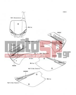 KAWASAKI - KX™100 2009 - Body Parts - Decals(Green)(D9F) - 56068-1255 - PATTERN,SHROUD,RH