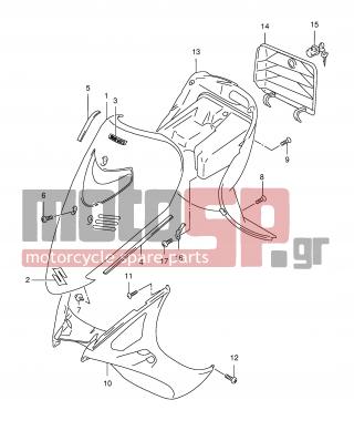 SUZUKI - AN150 Y (E34) 2000 - Body Parts - LEG SHIELD (MODEL X/Y) - 68641-14F30-L7C - EMBLEM, 