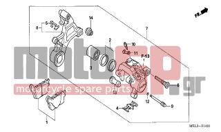HONDA - CBR1000RR (ED) 2007 - Brakes - REAR BRAKE CALIPER (CBR1000RR6-7) - 43108-MEL-D21 - SPRING, PAD