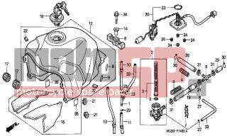 HONDA - XL650V (ED) TransAlp 2000 - Body Parts - FUEL TANK - 17517-MCB-610 - TUBE ASSY., 5.3X365