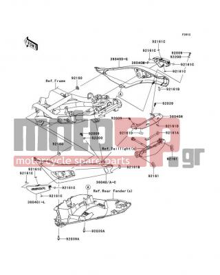 KAWASAKI - NINJA® 650R 2009 - Body Parts - Seat Cover(C9F) - 36040-0081-15D - COVER-TAIL,LH,C.P.BLUE