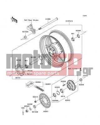 KAWASAKI - NINJA® ZX™-10R 2009 -  - Rear Wheel/Chain - 42045-018 - NUT,CASTLE,18MM