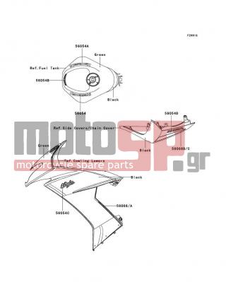 KAWASAKI - NINJA® ZX™-10R 2009 - Body Parts - Decals(Green/Black)(E9FA) - 56068-1438 - PATTERN,TAIL COVER,RH
