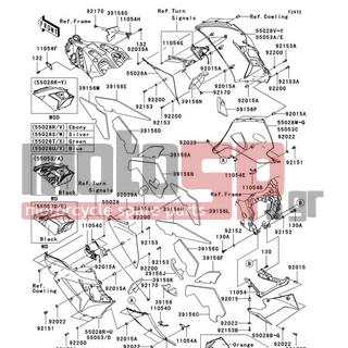 KAWASAKI - NINJA® ZX™-14 2009 - Body Parts - Cowling Lowers - 39156-0163 - PAD,CNT COWLING,RH,UPP
