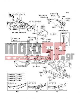 KAWASAKI - NINJA® ZX™-14 2009 - Body Parts - Side Covers/Chain Cover - 36040-0058-17L - COVER-TAIL,CNT,C.B.ORANGE