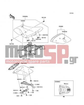 KAWASAKI - NINJA® ZX™-6R 2009 - Body Parts - Seat(R9FA) - 92161-0697 - DAMPER,SEAT COVER