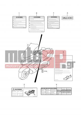 SUZUKI - AN400 (E2) Burgman 2007 - Body Parts - LABEL (MODEL K7/K8/K9) - 68911-05H70-000 - LABEL, CAPACITY (DUTCH)
