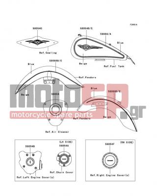 KAWASAKI - VULCAN® 1700 CLASSIC LT 2009 - Body Parts - Decals(Blue/Beige)(G9F) - 56054-0304 - MARK,PULLEY COVER