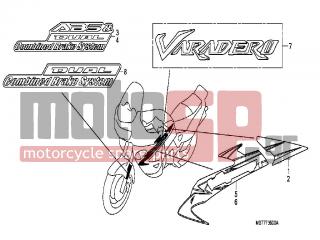 HONDA - XL1000VA (ED)-ABS Varadero 2009 - Body Parts - MARK / STRIPE - 64332-MBT-C40ZA - STRIPE, L. MIDDLE COWL *TYPE1*