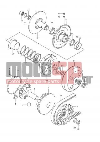 SUZUKI - UX150 (E2) Sixteen 2010 - Engine/Transmission - TRANSMISSION (1) - 21249-06F00-000 - SPACER, MOVABLE DRIVEN