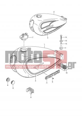 SUZUKI - GN125E X (E2) 1999 - Body Parts - FUEL TANK (MODEL V/W) - 44100-383B0-Y98 - TANK ASSY, FUEL (GREEN)