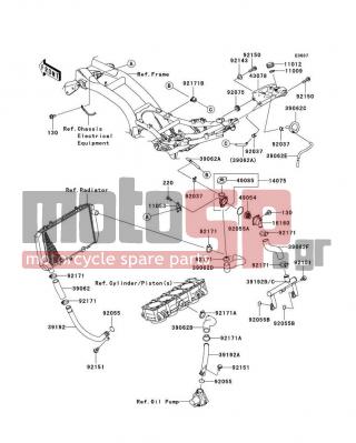 KAWASAKI - Z750 (EUROPEAN) 2009 - Engine/Transmission - Water Pipe - 39062-1916 - HOSE-COOLING,HEAD-THERMO