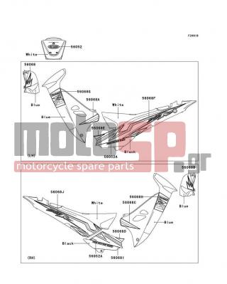 KAWASAKI - AN112 2008 - Body Parts - Decals(Blue)(D8F) - 56068-0763 - PATTERN,SIDE COVER,RR,LH