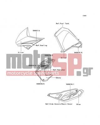 KAWASAKI - KLR™650 2008 - Body Parts - Decals(Blue)(E8F) - 56067-1975 - PATTERN,SIDE COVER,LH