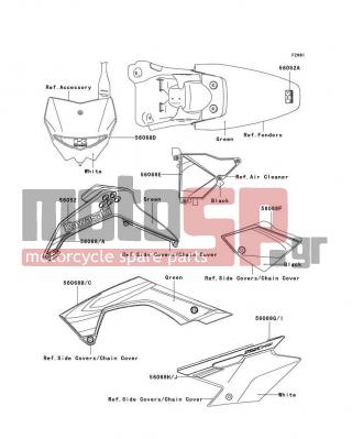 KAWASAKI - KLX®140 2008 - Body Parts - Decals(Green)(A8F) - 56068-0782 - PATTERN,NUMBER PLATE